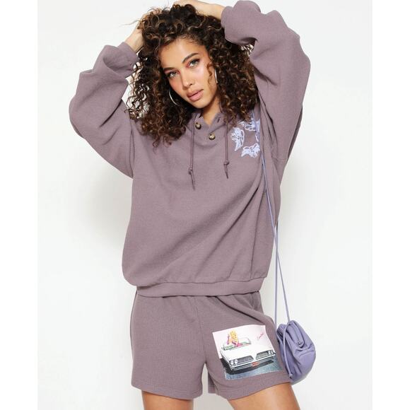 Boys Lie Purple Waffle Knit Hoodie S/M - Picture 1 of 6